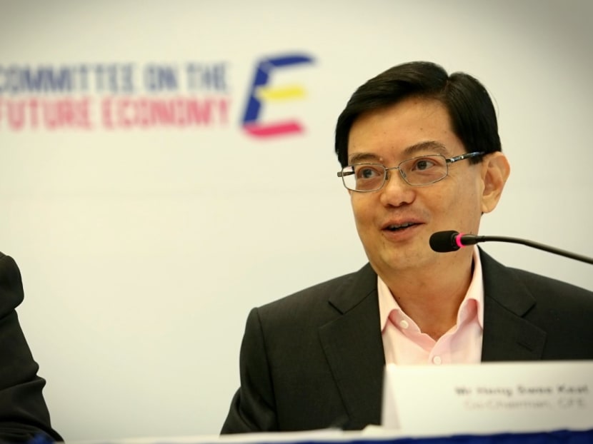 Finance Minister Heng Swee Keat speaking at the Committee on the Future Economy press conference on Feb 9, 2017. Photo: Nuria Ling/TODAY