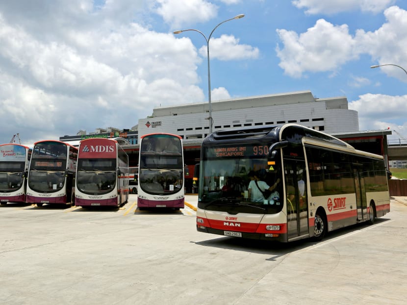 SMRT and SBS buses at Woodlands Temporary Interchange. Photo: Koh Mui Fong/TODAY