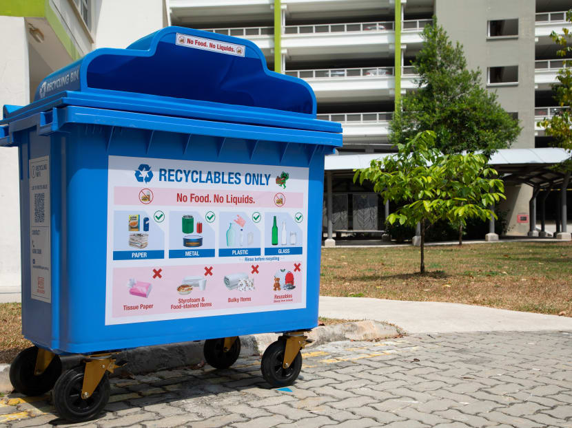 Blue recycling bins will have new labels that will convey more explicitly what can and cannot be placed in the bins.