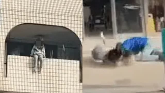 中国女孩跳楼 男子扑身当“肉垫”营救