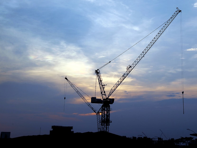 A construction tower crane in Singapore on June 28, 2014. Photo: Ernest Chua