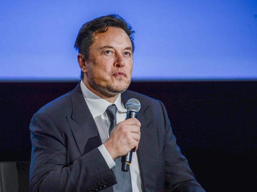 Tesla CEO Elon Musk looks up as he addresses guests at the Offshore Northern Seas 2022 meeting in Stavanger, Norway on Aug 29, 2022. 