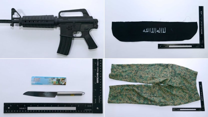 Images%20of%20the%20toy%20rifle,%20knife%20purchased%20by%20Muhammad%20Irfan%20Danyal%20Mohamad%20Nor,%20a%20self made%20ISIS%20headband%20and%20his%20National%20Cadet%20Corps%20(NCC)%20uniform