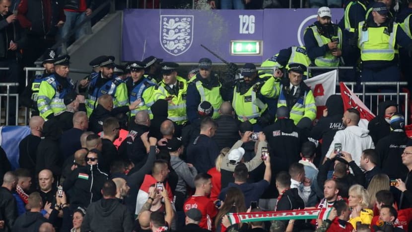 Hungary fans fight with police inside Wembley Hungary fans fight with police inside Wembley