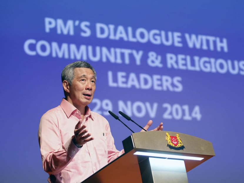 Prime Minister Lee Hsien Loong addressed 300 community and religious leaders from various faiths at a dialogue session today (Nov 29). Photo: Wee Teck Hian