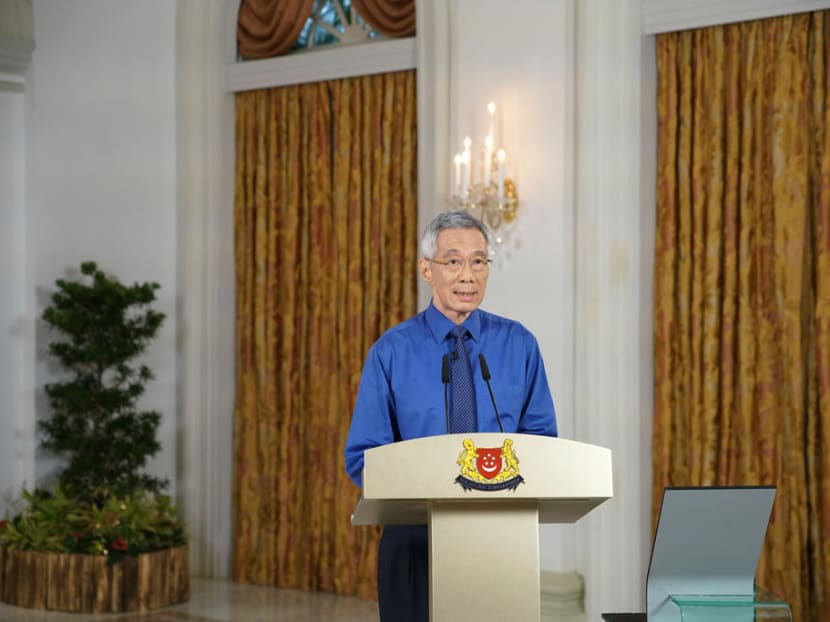Prime Minister Lee Hsien Loong during his live address to the nation on April 21, 2020.