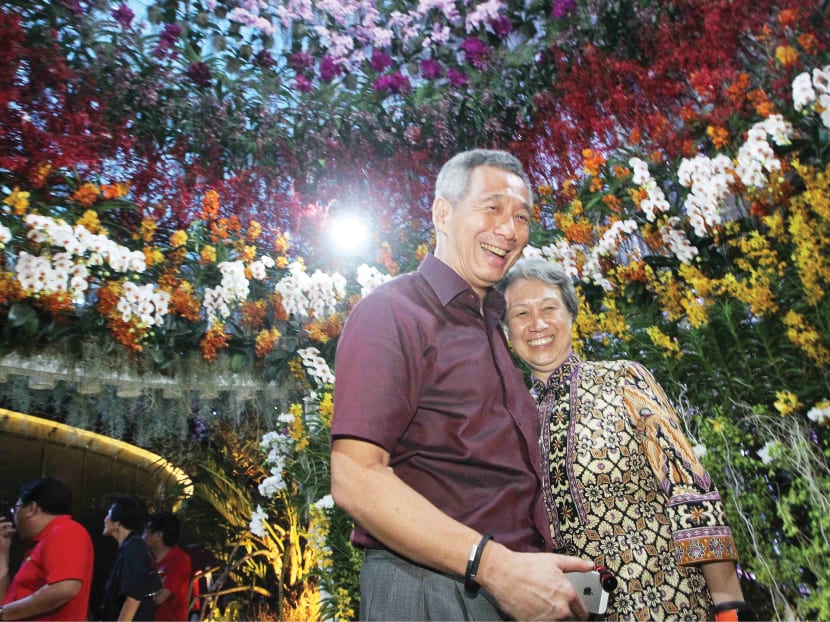 PM Lee and Ms Ho Ching at this year's Garden Festival. Photo: Ooi Boon Keong