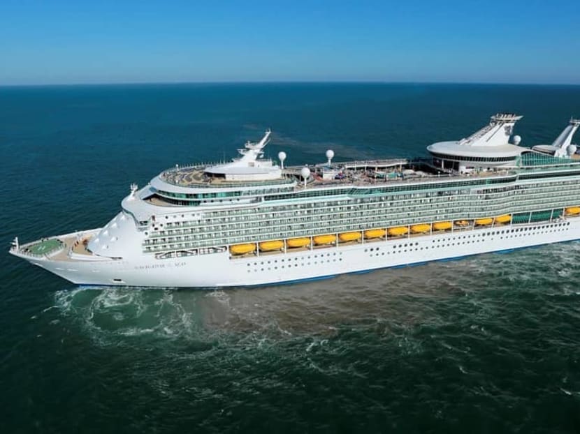 An aerial view of the Voyager of the Seas.