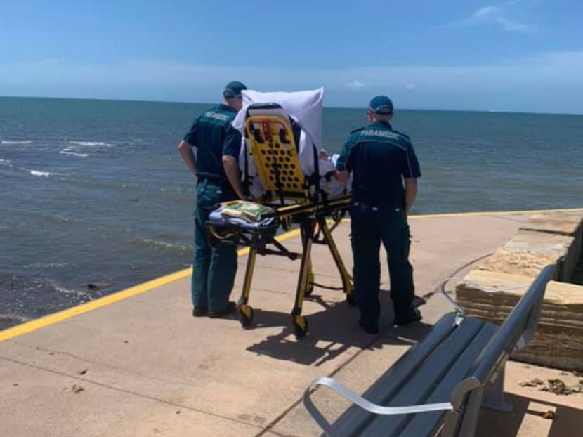 Queensland local Neil King was at the Cleveland Point Lighthouse when he captured the event in picture, as he said that he was moved to see the medical professionals wheeling the patient on their bed to the water’s edge.