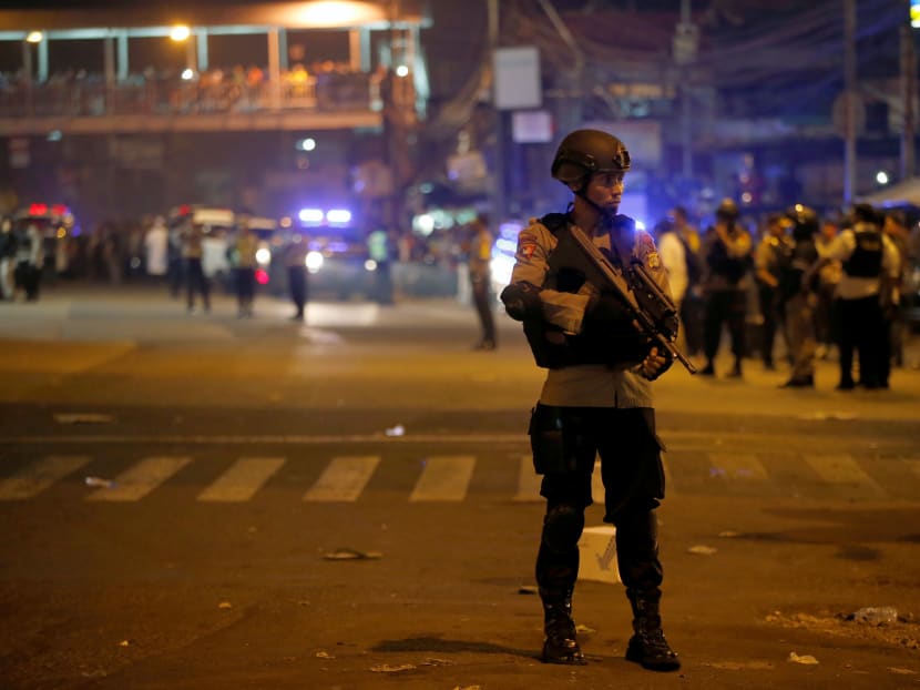 Police guard the scene of an explosion in Jakarta, Indonesia on May 24, 2017. Photo: Reuters
