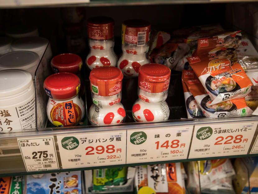 Monosodium glutamate (MSG) products of the Ajinomoto food company are displayed at a supermarket in Tokyo on Jan 20, 2020.