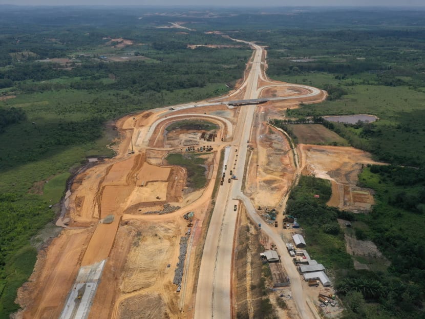 An aerial view of Balikpapan-Samarinda toll road construction site at Semboja district in Kutai Kertanegara regency, East Kalimantan province, Indonesia, August 28, 2019.