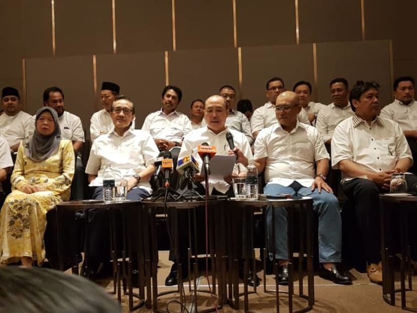 Sabah Umno leaders announcing their departure from the party at a hotel in Kota Kinabalu.