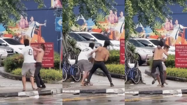 东海岸路上演“街头霸王” 两男被拍到街头互殴
