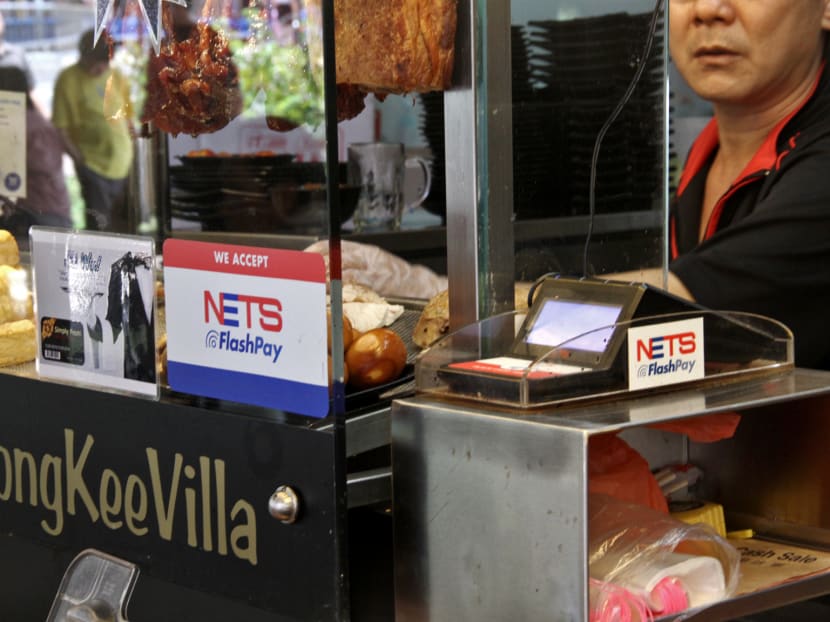 NETS terminal at a hawker centre in Bedok. Photo: Tristan Loh/TODAY