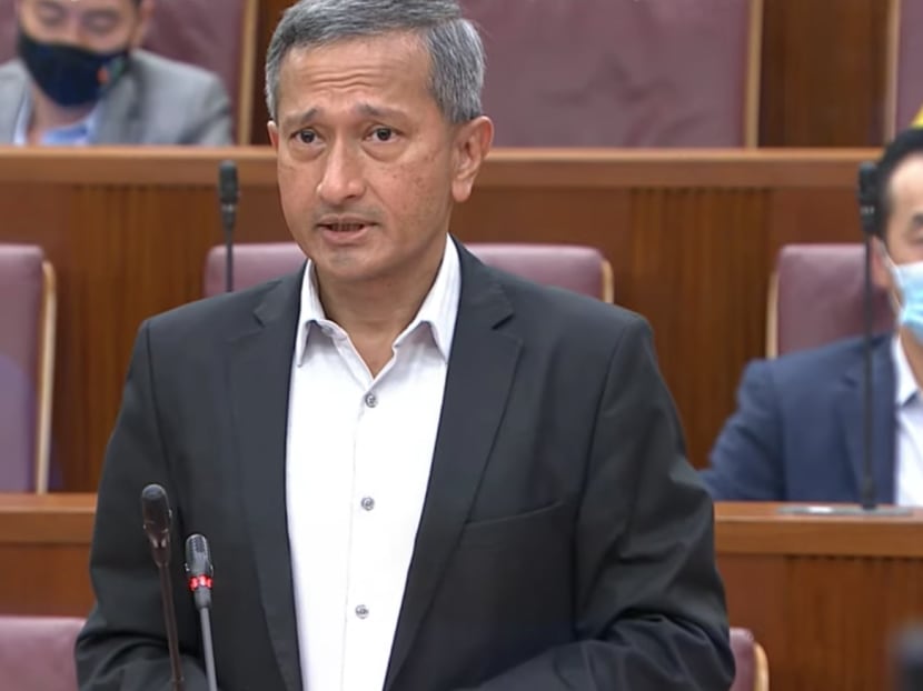 Dr Vivian Balakrishnan speaks in Parliament on Feb 2, 2021. Dr Vivian Balakrishnan speaks in Parliament on Feb 2, 2021.