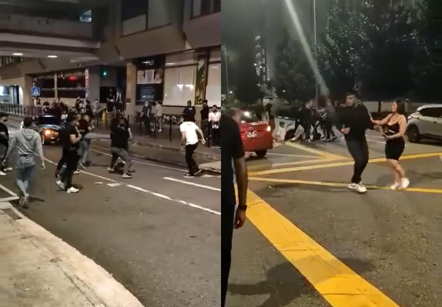 Screengrabs from a 14-second video posted by Facebook user Patrick Tan of the altercation which took place near Orchard Towers on Sunday (Aug 14) morning. Screengrabs from a 14-second video posted by Facebook user Patrick Tan of the altercation which took place near Orchard Towers on Sunday (Aug 14) morning.