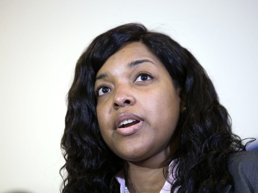 In this Oct 28, 2014 file photo, Ms Amber Vinson, 29, the Dallas nurse who was being treated for Ebola, speaks at a news conference after being discharged from Emory University Hospital in Atlanta. Photo: AP