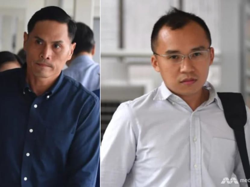 First Senior Warrant Officer Nazhan Mohamed Nazi (left) and Lieutenant Kenneth Chong Chee Boon (right), two of the five SCDF officers charged over the death of Kok Yuen Chin.