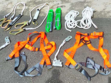 Equipment, including harnesses and ropes, seized by the authorities. 