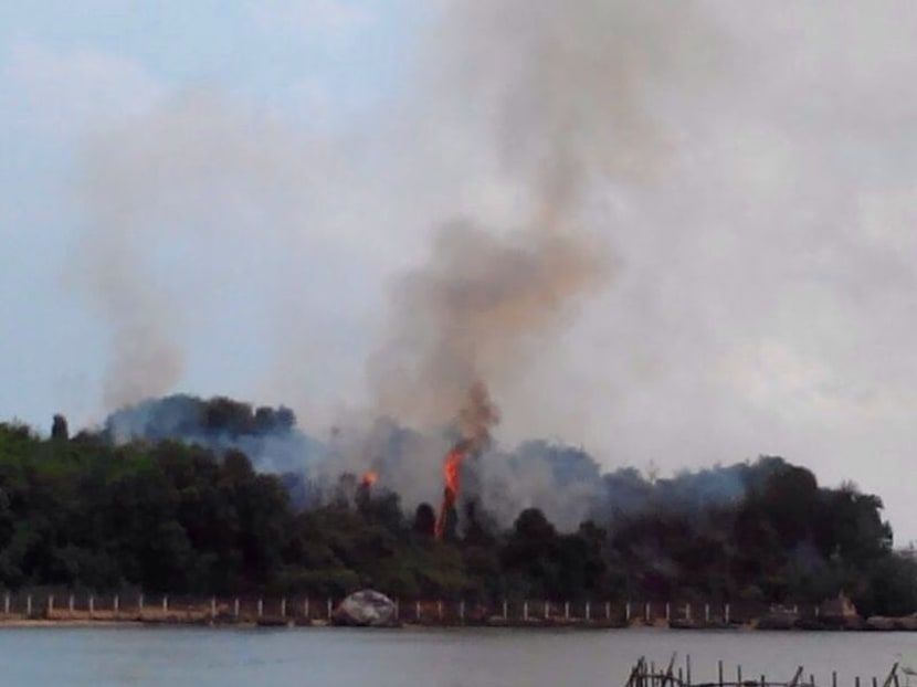 Photo of fire at Pulau Ubin sent in by David, a retiree who witnessed the blaze.