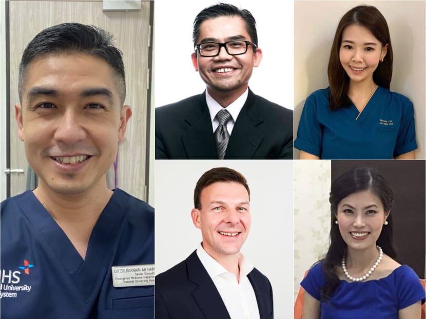 Clockwise from left: Dr Zulkarnain Ab Hamid, Dr Melvin Look, Dr Michelle Lim Hui Ping, Dr Lynn Chiam and Dr Michael MacDonald.