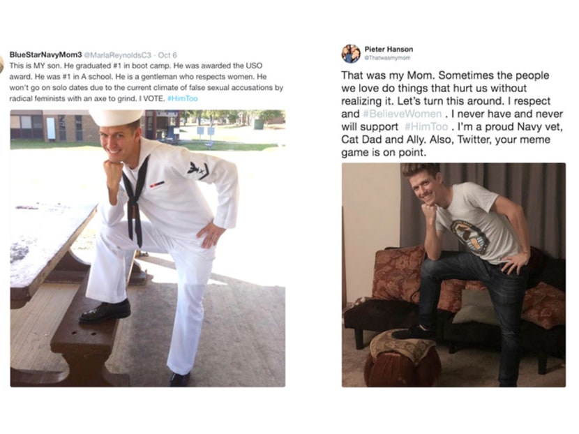 Mother's #HimToo tweet ignites viral meme, and her embarrassed son clarifies Mother's #HimToo tweet ignites viral meme, and her embarrassed son clarifies