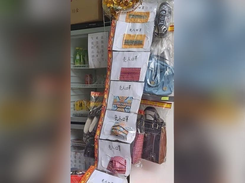 A shop in Hong Kong was seen selling joss paper face masks.