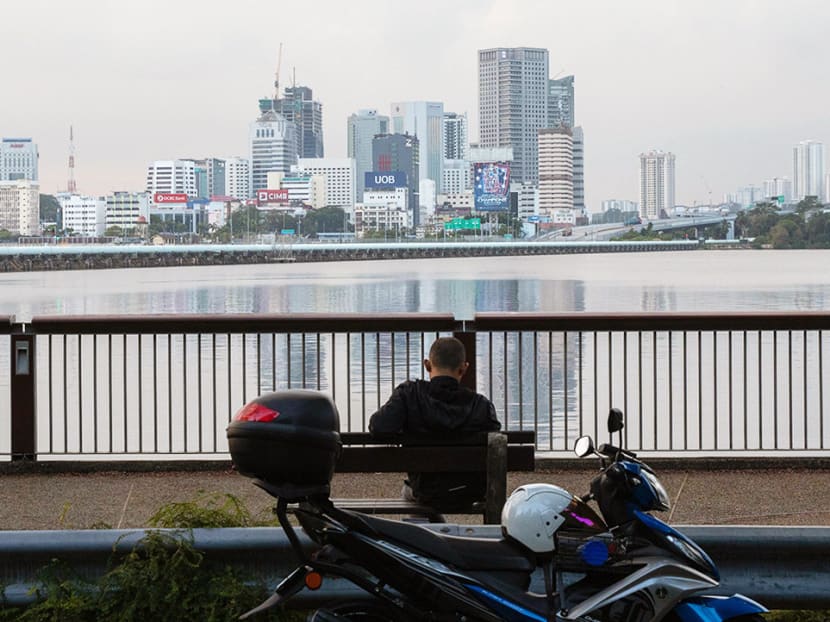 A view of Johor Baru, Malaysia from Woodlands Waterfront Park in August 2021. A view of Johor Baru, Malaysia from Woodlands Waterfront Park in August 2021.