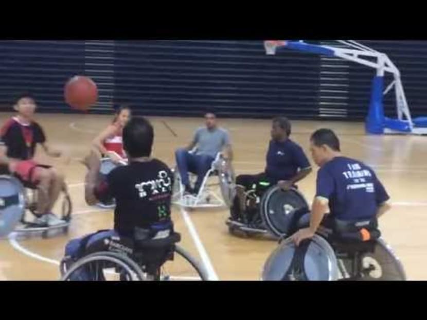 Team Singapore wheelchair basketballers showing off their moves, Oct 6