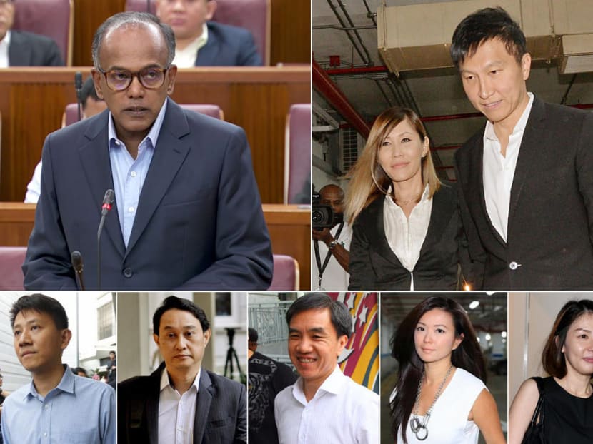 Law and Home Affairs Minister K Shanmugam reiterated the Government’s disagreement with Court of Appeal’s decision to uphold the reduced sentences of six former City Harvest Church (CHC) leaders. Photo: Parliament screengrab, TODAY file photos