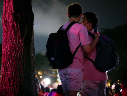 Participants at the 2019 Pink Dot event in Hong Lim Park, organised in support of the lesbian, gay, bisexual, transgender and queer community.
