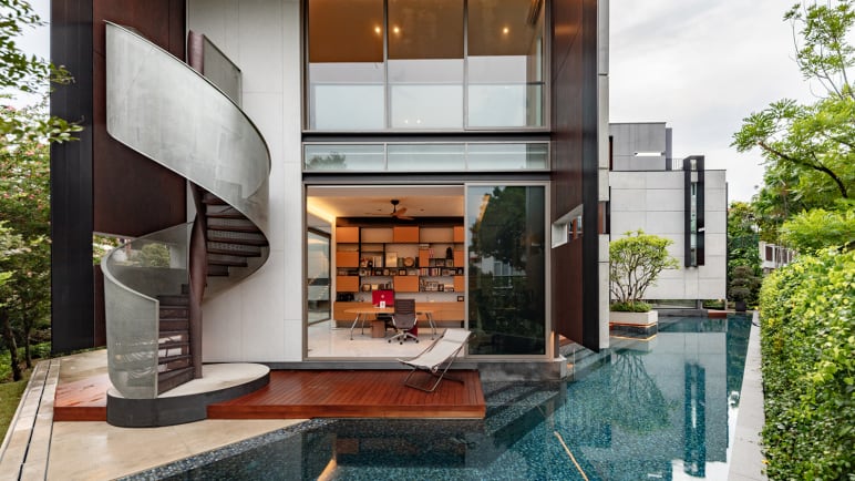 In Singapore, a bungalow with plenty of interesting geometrical forms 