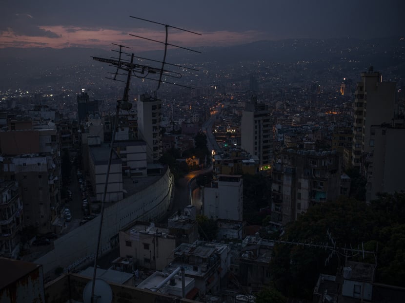 A power outage in Beirut, July 7, 2020. Lebanon’s crisis, the result of years of government corruption and financial mismanagement, has caused unemployment and poverty rates to skyrocket, businesses to shutter, and salaries to lose their value as inflation soars.