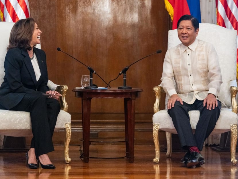 United States Vice President Kamala Harris (left) meets with Philippines President Ferdinand "Bongbong" Marcos Jr at Malacanang Palace in Manila on Nov 21, 2022.
