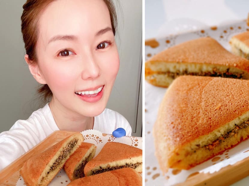 She shared her peanut pancake with fellow homesick Taiwan-based Singaporean, Kelly Poon. She shared her peanut pancake with fellow homesick Taiwan-based Singaporean, Kelly Poon.