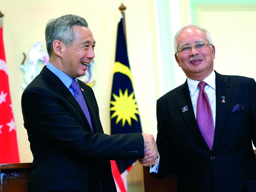 Prime Minister Lee Hsien Loong with Malaysian Premier Najib Razak at the Prime Minister’s office in Putrajaya last year. Photo: AP