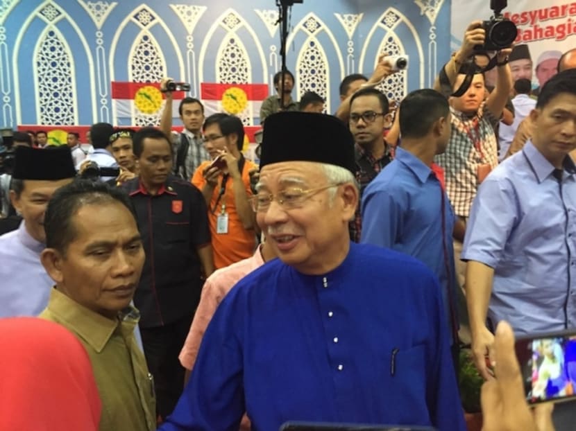 Mr Najib Razak officiating UMNO division delegates meeting in Seremban on Aug 1, 2015. Photo: The Malay Mail Online