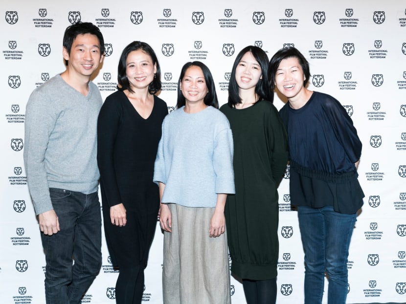 (From left) Filmmaker John Clang, cast members Doreen Toh and Joavien Ng, cinematographer Lavender Chang and producer Elin Tew attending the world premiere of Their Remaining Journey at the recently-concluded IFFR. Photo: IFFR Press
