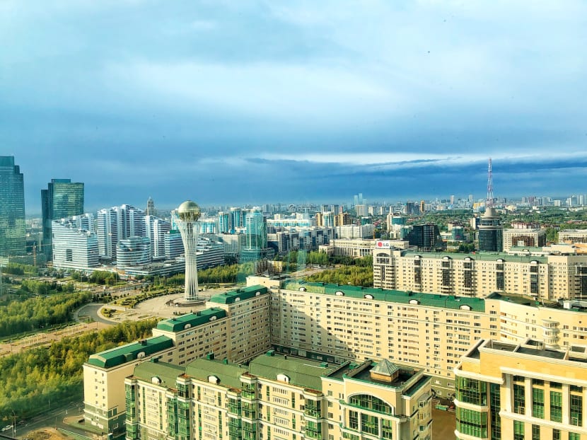 A view of Nur-Sultan where the Bayterek Tower observation tower can be seen on the left.