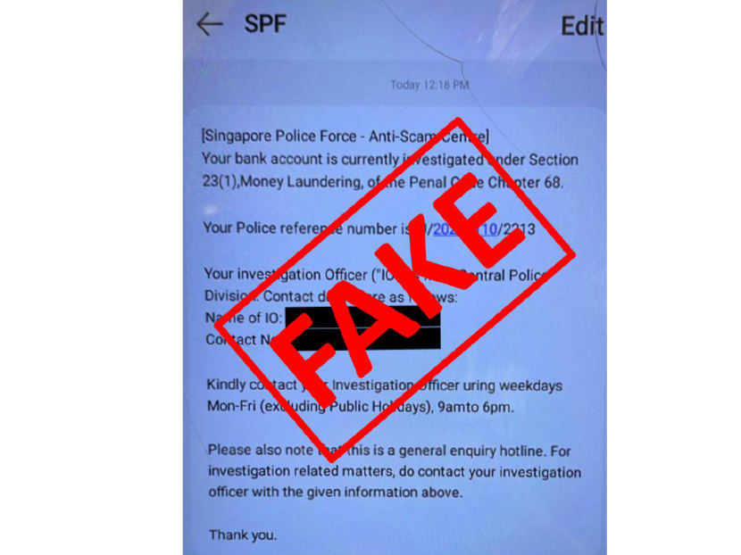 In the latest scams, an SMS by phone shows up with the header "SPF" to make it appear as though the message came from the police.