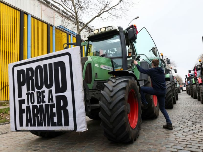 Tractors roll into Brussels in farmer protest over plans to limit