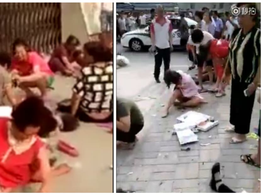 Photos purportedly from the scene and posted to social media showed children and adults lying on the ground, some of them bleeding. Photos: Weibo screencap