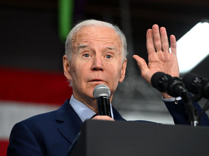 US President Joe Biden speaks during an event in support of the re-election campaign of US Representative Mike Levin, at MiraCosta College in Oceanside, California, on November 3, 2022.
US President Joe Biden speaks during an event in support of the re-election campaign of US Representative Mike Levin, at MiraCosta College in Oceanside, California, on November 3, 2022.