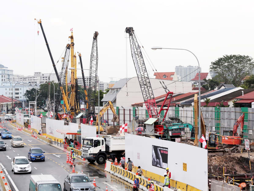 A TODAY file photo from Jan 17, 2017 shows the Upper Thomson station and tunnel construction. Contractor Sato Kogyo has been fined S$14,000 for unauthorised works that contributed to flash floods along Thomson Road on Christmas Eve last year.