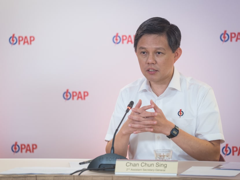 Mr Chan Chun Sing from the PAP speaks during a virtual press conference, July 8, 2020.