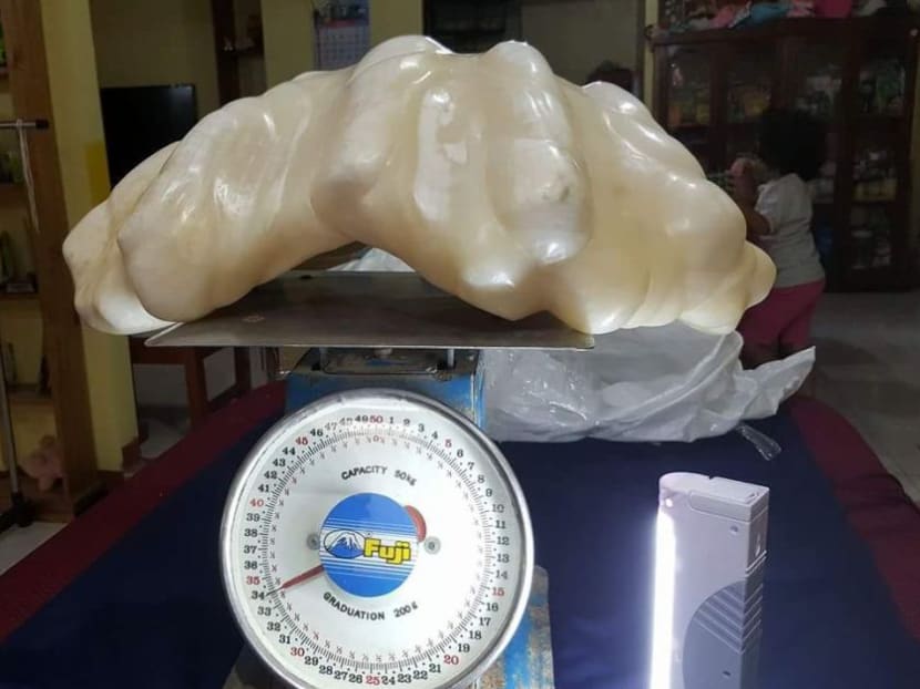 The 34kg pearl that was found by a Filipino fisherman. Photo: Aileen Cynthia Maggay-Amurao's Facebook page.