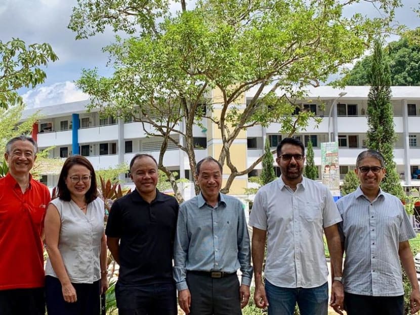 Mr Pritam Singh (second from right) with other members of the Workers' Party, including former chief Low Thia Khiang (third from right) in a photo taken in 2019. Mr Singh had to make a statement on where his and the party's loyalties lie.