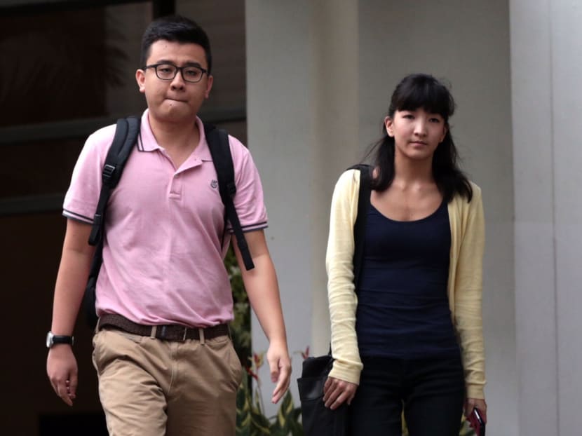 Yang Kaiheng and Ai Takagi, editors of The Real Singapore, leaving the State Court May 4, 2015. TODAY file photo