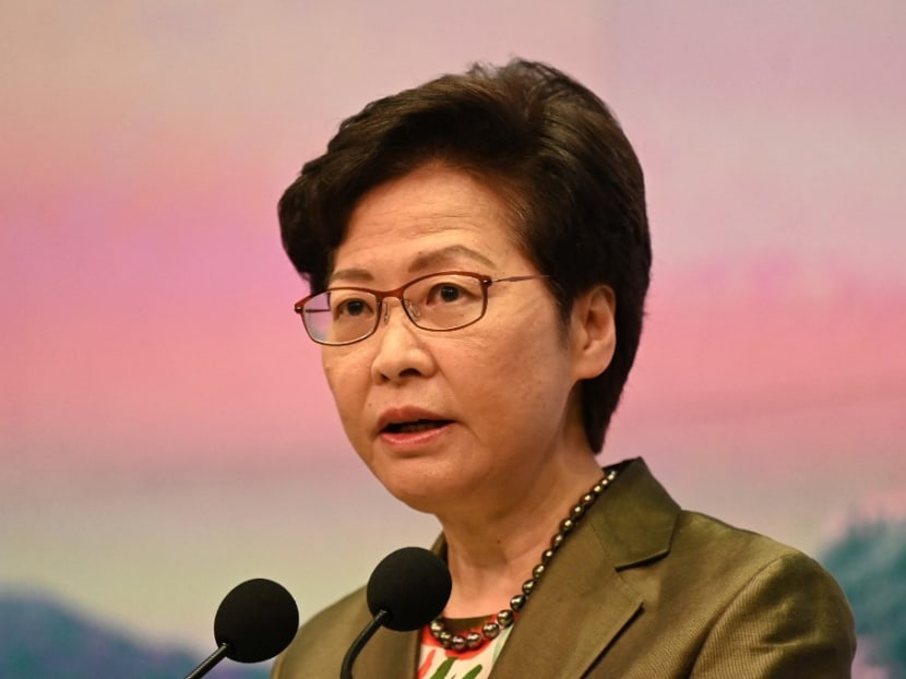 Hong Kong's Chief Executive Carrie Lam speaks at her weekly press conference at the government headquarters in Hong Kong on July 6, 2021.